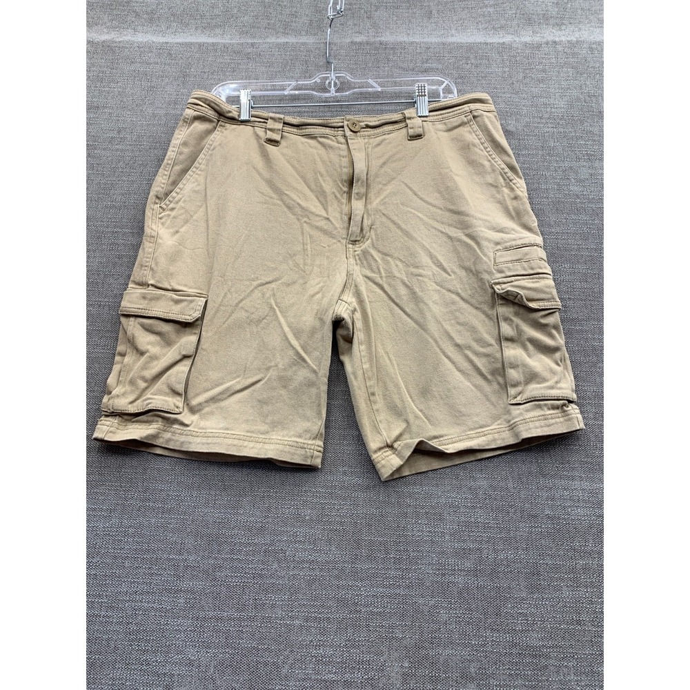 Rugged Wear Cargo Shorts Mens 36 Brown Cotton Stretch Mid Rise Outdoor Hiking
